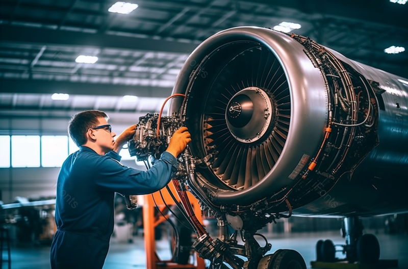飞机机修工在机库中修理和维护一架小型飞机,高清,摄影图,摄影图片,图片大全,摄影图免费下载